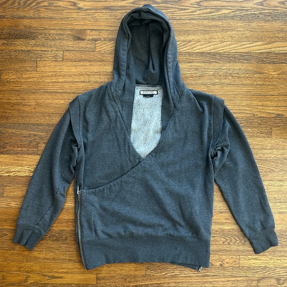 B:Scott Men’s Gray Cotton Hoodie with side zip closure